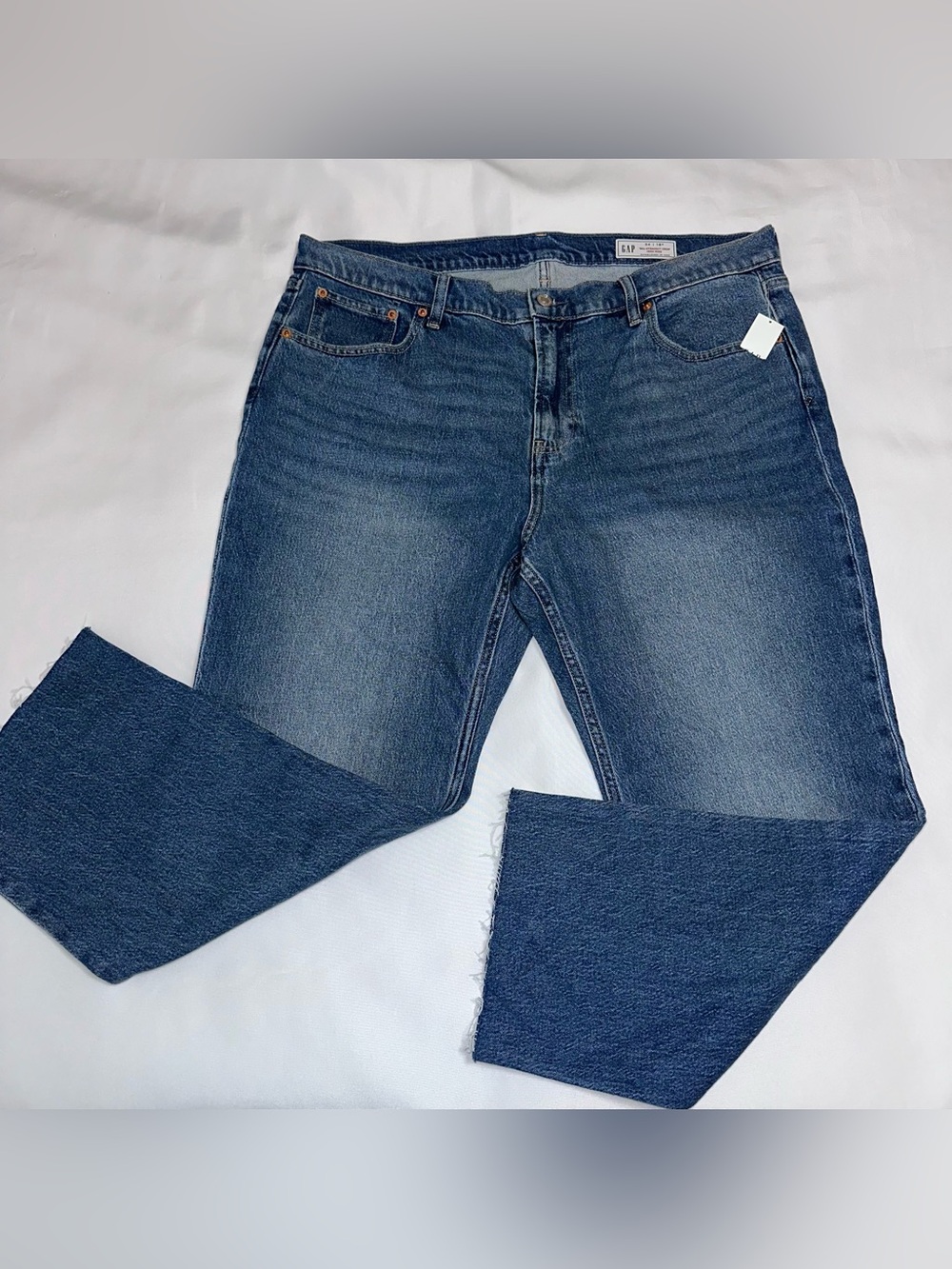 GAP 90’s Straight Crop High Rise Jeans in Dark Blue Wash size 34 / 18R NWT